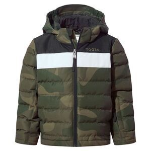 TOG24 Childrens/Kids Swift Pixel Camo Padded Ski Jacket / Khaki Green/Black